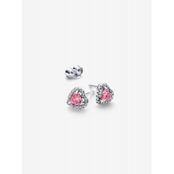 Pandora Verhoogd Roze Hart Oorknopjes Sterlingzilver 298427C02 - 56908