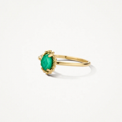 Blush ring 14k Goud met malachiet en bergkristal maat 56 - 57027
