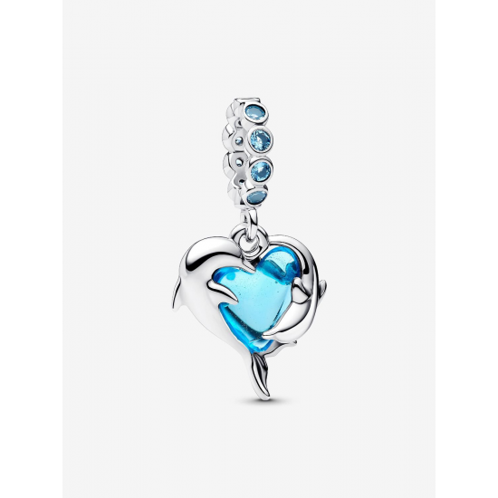 Pandora Blauwe Murano glazen dolfijnen hanger Sterling zilver bedel 793924C01 - 57070