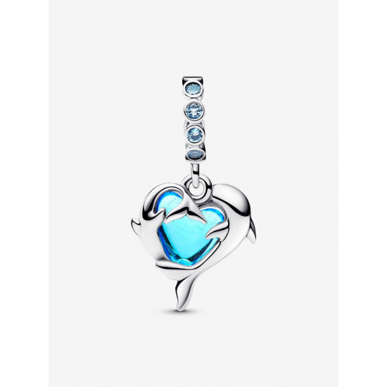 Pandora Blauwe Murano glazen dolfijnen hanger Sterling zilver bedel 793924C01 - 57070