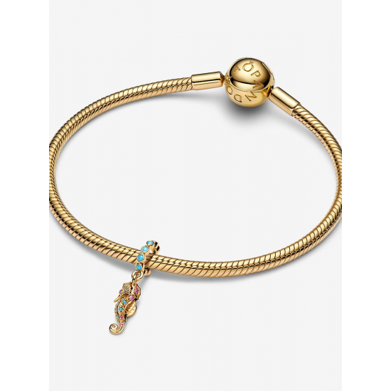 Pandora Seahorse Dangle Charm 14k gold plating bedel 763895C01 - 57072