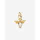 Pandora Mini hanger met witte bij Goud Metaal bedel 763826C01 - 57085