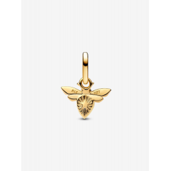 Pandora Mini hanger met witte bij Goud Metaal bedel 763826C01 - 57085
