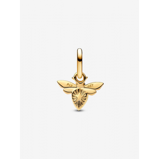 Pandora Mini hanger met witte bij Goud Metaal bedel 763826C01 - 57085
