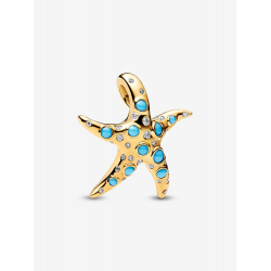 Pandora Sprankelende blauwe zeester hanger 14k vergulding bedel 763818C01 - 57086