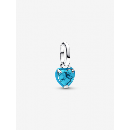 Pandora Turquoise-coloured Heart Mini Dangle Charm Sterling silver bedel 793827C01 - 57089