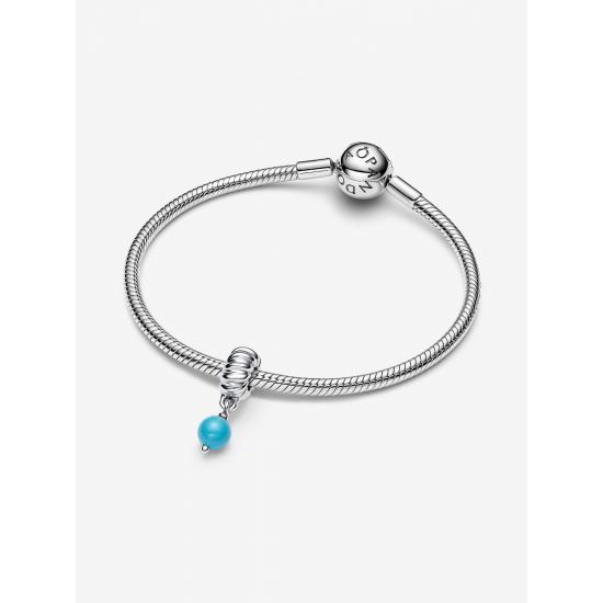 Pandora Turquoisekleurige hanger Sterling zilver bedel 793901C01 - 57094