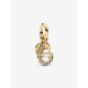 Pandora Hook 14k goldplated double dangle with white lacquered  artificial pearl and clear cubic  zirconia bedel 763891C01 - 57095