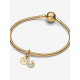 Pandora Hook 14k goldplated double dangle with white lacquered  artificial pearl and clear cubic  zirconia bedel 763891C01 - 57095