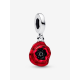 Pandora  Flower sterling silver dangle  with black crystal and red  enamel bedel 763915C01 - 57099