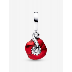 Pandora  Flower sterling silver dangle  with black crystal and red  enamel bedel 763915C01 - 57099