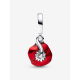 Pandora  Flower sterling silver dangle  with black crystal and red  enamel bedel 763915C01 - 57099