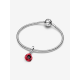 Pandora  Flower sterling silver dangle  with black crystal and red  enamel bedel 763915C01 - 57099