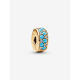 Pandora 14k goldplated clip with icy  blue and capri blue crystal  and silicone grip bedel 763902C01 - 57100
