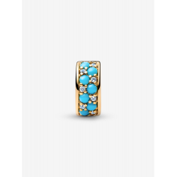 Pandora 14k goldplated clip with icy  blue and capri blue crystal  and silicone grip bedel 763902C01 - 57100