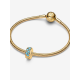Pandora 14k goldplated clip with icy  blue and capri blue crystal  and silicone grip bedel 763902C01 - 57100
