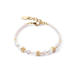 Coeur de lion armband Mini Cubes gold white - 57164