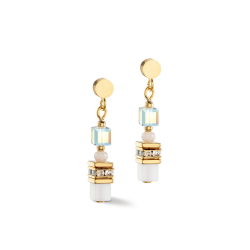 Coeur de Lion Mini Cubes earrings gold white - 57170