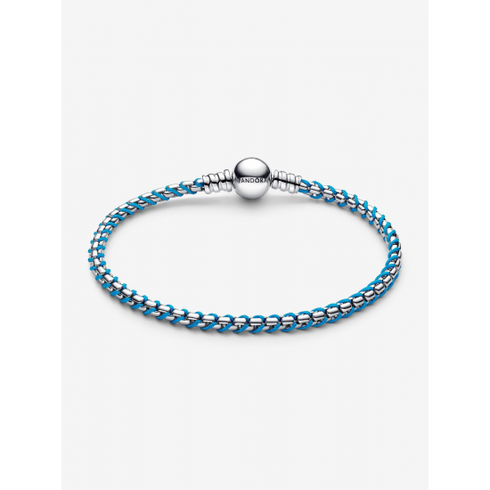 Pandora Blauw Koord Snake Chain armband Sterlingzilver 593816C01 MAAT 18 - 57192