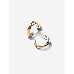 Pandora Organisch Gevormde Tweekleurige Open Oorringen Sterlingzilver, Verguld 263880C00 - 57211