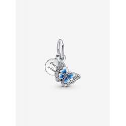 Pandora Blauwe Vlinder & Citaat Dubbele Hangende Bedel Sterlingzilver 790757C01 - 57281