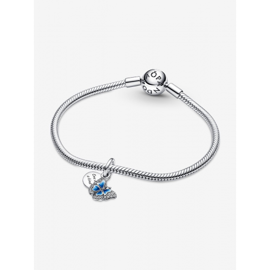 Pandora Blauwe Vlinder & Citaat Dubbele Hangende Bedel Sterlingzilver 790757C01 - 57281