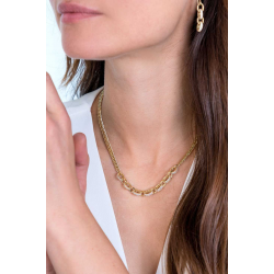 ZINZI zilveren gourmet collier 14K geel verguld grove ovale schakels witte zirconia 45cm ZIC2203Y - 57283