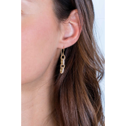 ZINZI zilveren luxe oorhangers 14K geel verguld 35mm ovale schakels witte zirconia ZIO2203Y - 57285