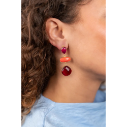 Lott Gioielli Fuchsia Oorbellen Runa Triple Framed Shapes S CEQU321-M18656 - 57332