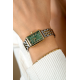 ZINZI Elegance horloge groene wijzerplaat en rechthoekige kast stalen bicolor schakelband 28mm extra dun ZIW1935 - 57375