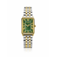 ZINZI Elegance horloge groene wijzerplaat en rechthoekige kast stalen bicolor schakelband 28mm extra dun ZIW1935 - 57375