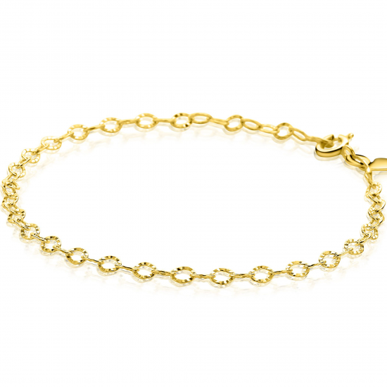 ZINZI Gold 14 krt gouden armband met bewerkte ovale schakels 3mm breed - 57439