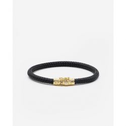 Buddha to Buddha Ellen Armband Leer Verguld Zwart 149BLGV-E - 57629