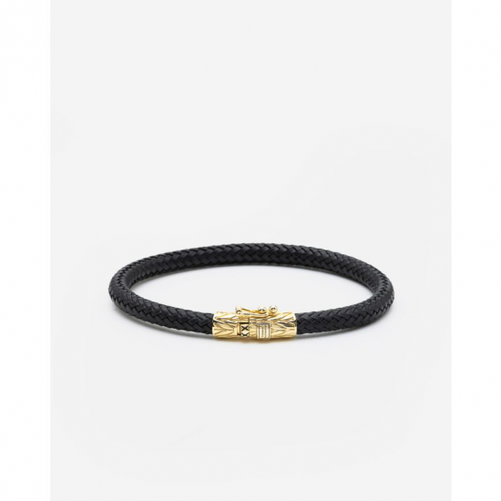 Buddha to Buddha Ellen Armband Leer Verguld Zwart 149BLGV-E - 57629