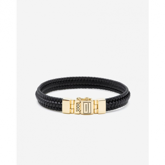 Buddha to Buddha Edwin Small Armband Leer Verguld Zwart 181BLGV-E - 57631