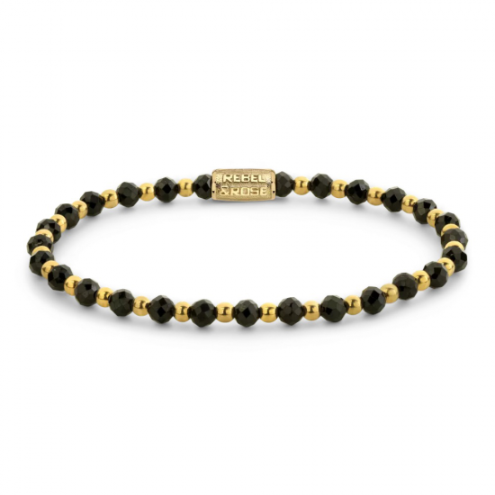 Rebel & Rose armband dames Mix Black Glam Rocks Yellowgold maat XS - 57838