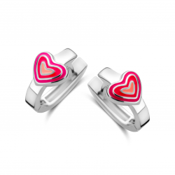 Bellini zilver kinder creolen hartje rose - 57845