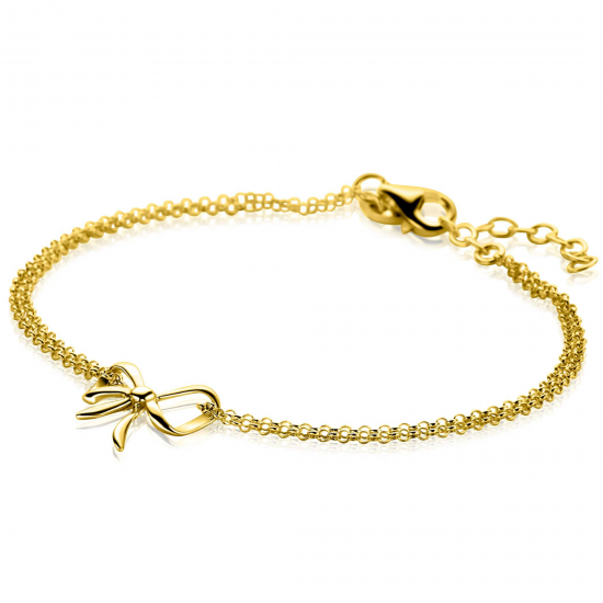 ZINZI gold plated zilveren multi-look armband met sierlijke strik 17-20cm ZIA2677 - 57856