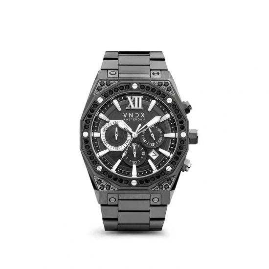 VNDX amsterdam heren horloge Wise Man Steel Stones Grijs MG11880-16 - 57865