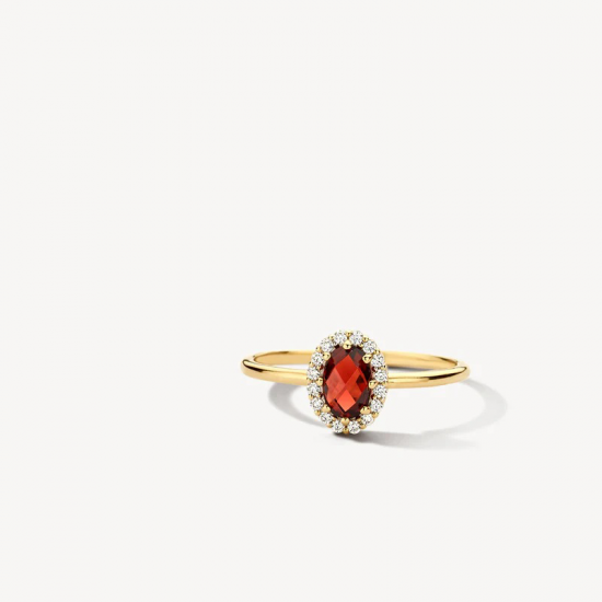 Blush Ring Mozambique Granaat en Zirkonia 14k goud maat 17.25 1271YGA-54 - 58001