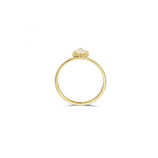 Blush Ring 14k Geel goud met mother of pearl en pure quartz 1239YMQ - 58002