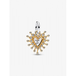 Pandora Stralend hart dubbele hangende bedel Sterlingzilver, Verguld 764141C01 - 58022