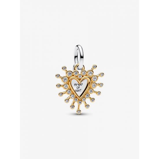 Pandora Stralend hart dubbele hangende bedel Sterlingzilver, Verguld 764141C01 - 58022