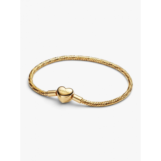 Pandora Snake-chain armband met facet geslepen schakels en hartsluiting 564236C00 - 58045
