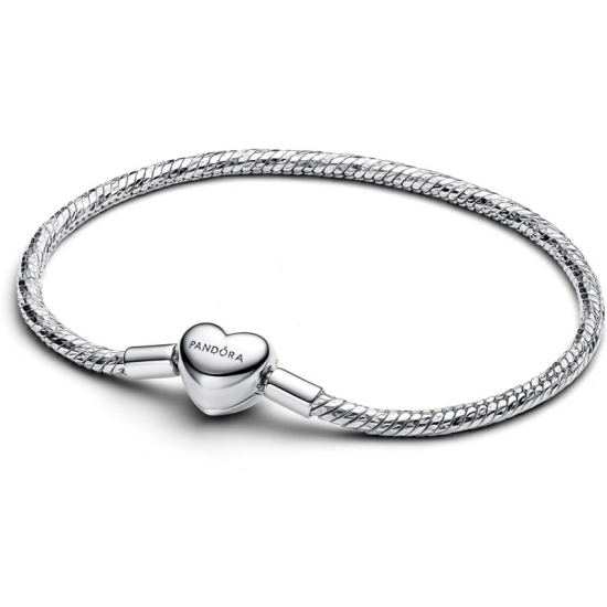 Pandora Snake-chain armband met facet geslepen schakels en hartsluiting 594236C00 - 58050