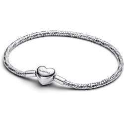 Pandora Snake-chain armband met facet geslepen schakels en hartsluiting 594236C00 - 58051