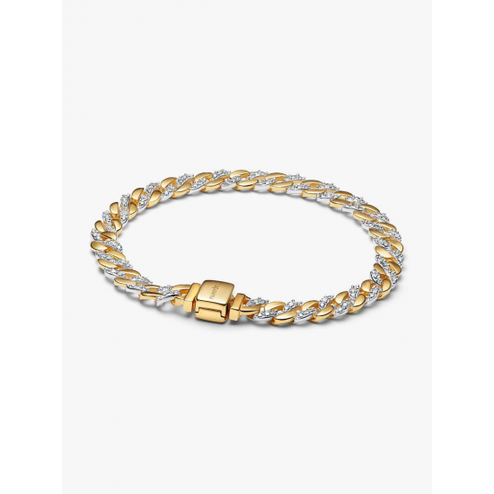 Pandora Tweekleurige Cubaanse schakelarmband met pavé 564229C01-18 - 58053
