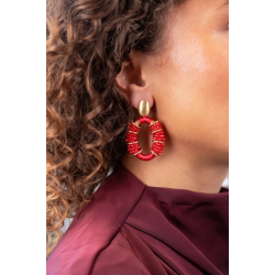 Lott Gioielli Neon Rode Oorbellen Combi Oval Deluxe M Elle - 58127
