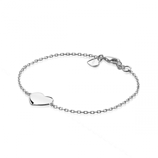 ZINZI zilveren armband met hart plaatje 10mm om te graveren 17-20cm ZIA2346 - 58209