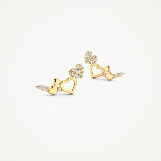 Blush Hartjes oorknopjes met Zirkonia 14k goud - 58218